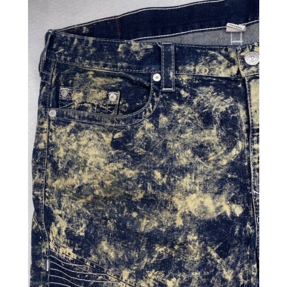 True Religion Moto Skinny Biker Jeans 44 Acid Wash Ribbed Denim Street - Picture 6 of 15